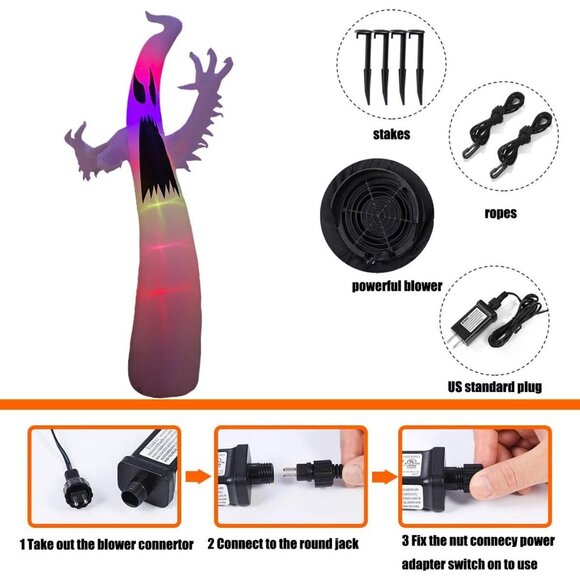 BLOWOUT FUN 12ft Halloween Inflatable Decoration White Ghost LED Blow Up Lighted - Picture 6 of 6